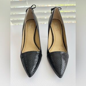 Levity Black Snakeskin Pointed Heels